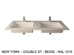 Plan double vasque bassin Design 60 cm, sur mesure, L. 150 à 200 cm x P. 40 à 60 cm, résine minérale ACRYSTONE® SOLID-SURFACE Finition lisse, Livraison Offerte et Rapide.